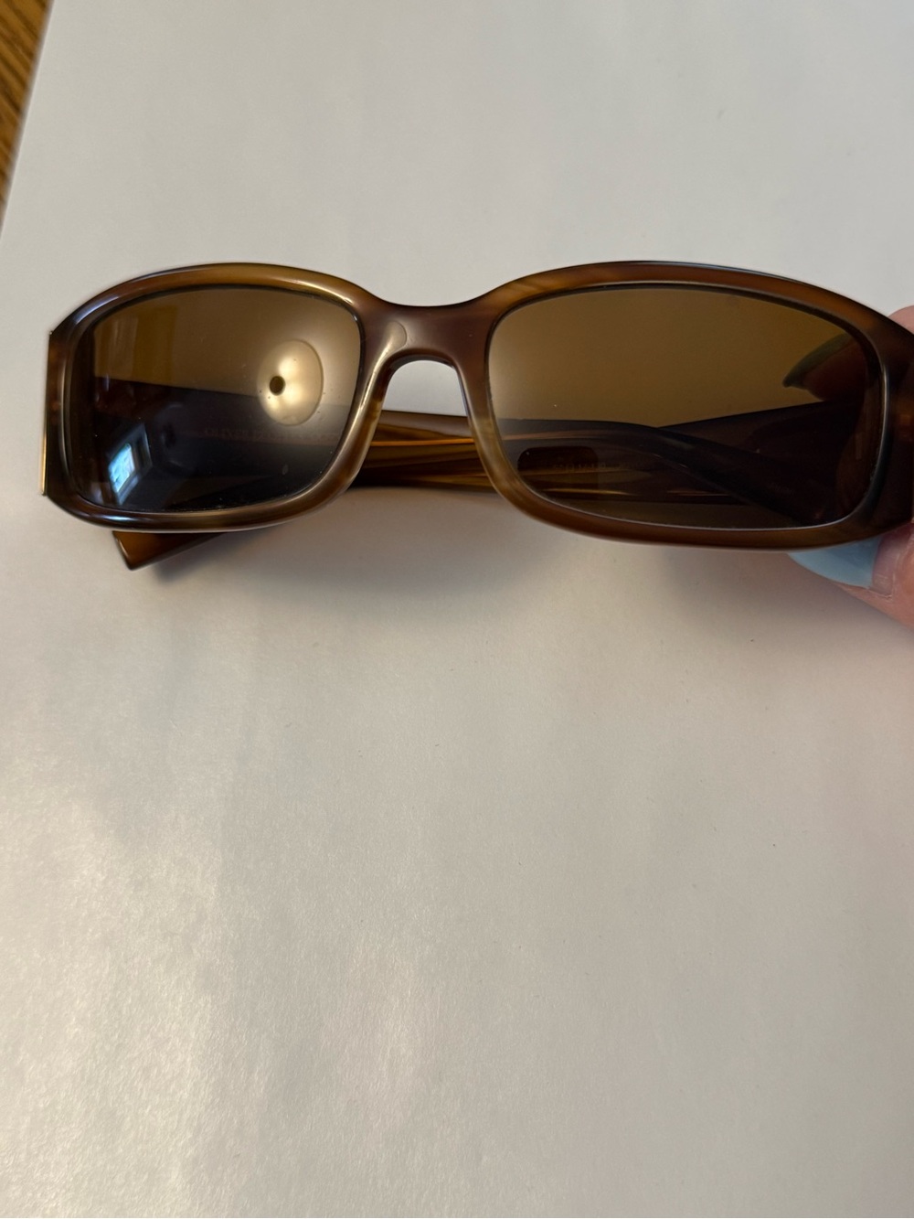 Oliver Peoples Brown Tortoiseshell Rectangular Sunglasses